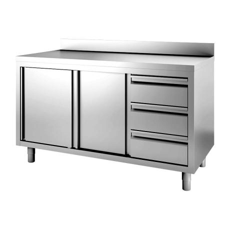 tavolo inox con cassettiera